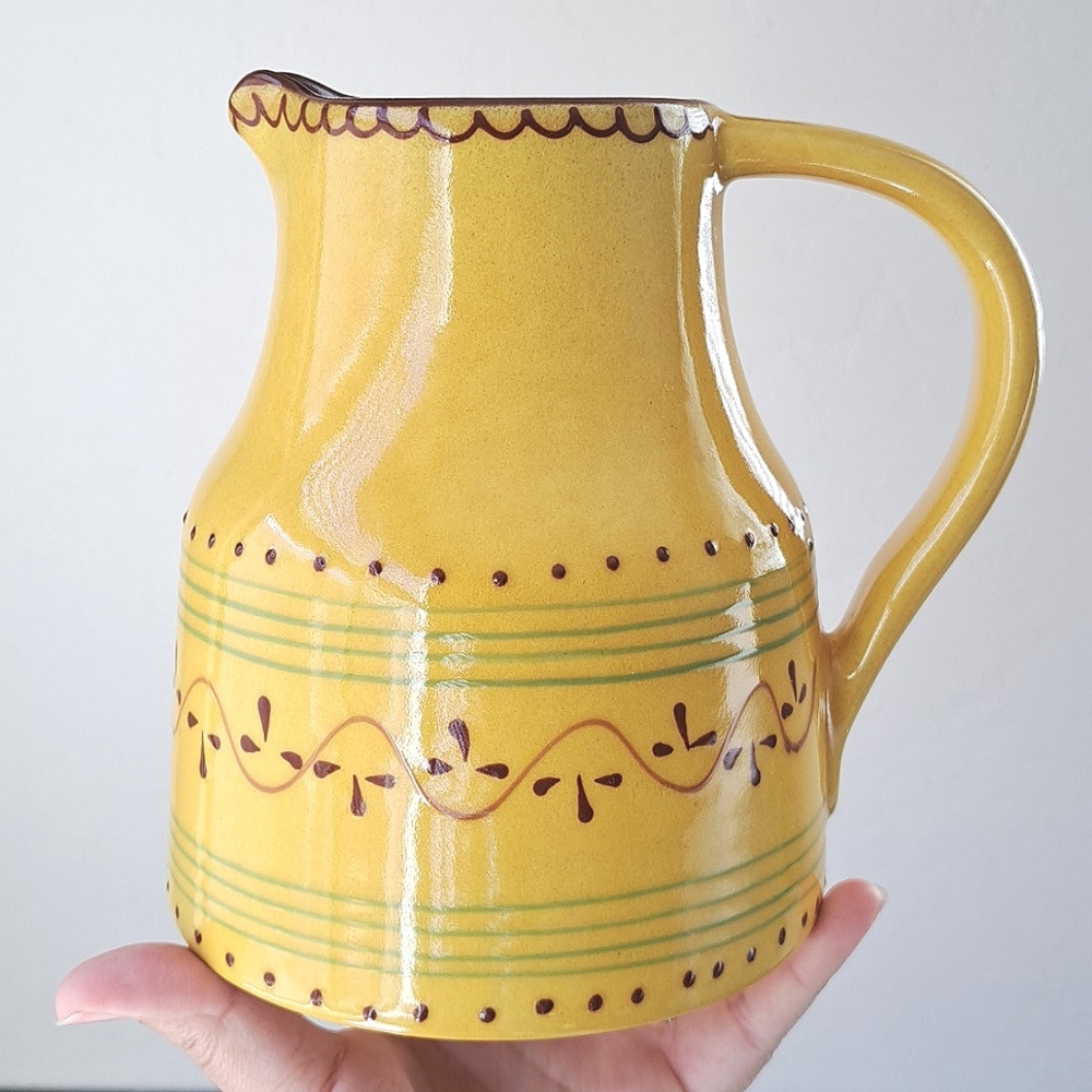 Boho Mustard Yellow Pitcher | Made in Portugal | Stoneware Plancha | Bobby Flay